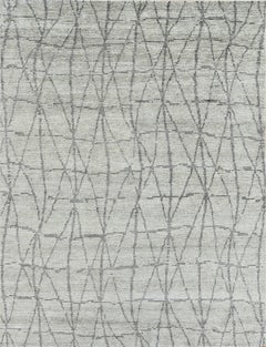 Handmade Minimalist Geometric Rug Beige & Soft Grey with Subtle Diamond Pattern