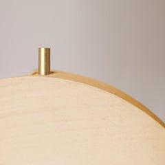 Handmade Minimalist Geometric round Sconce, Beige Ceramic and Brass, Brazil