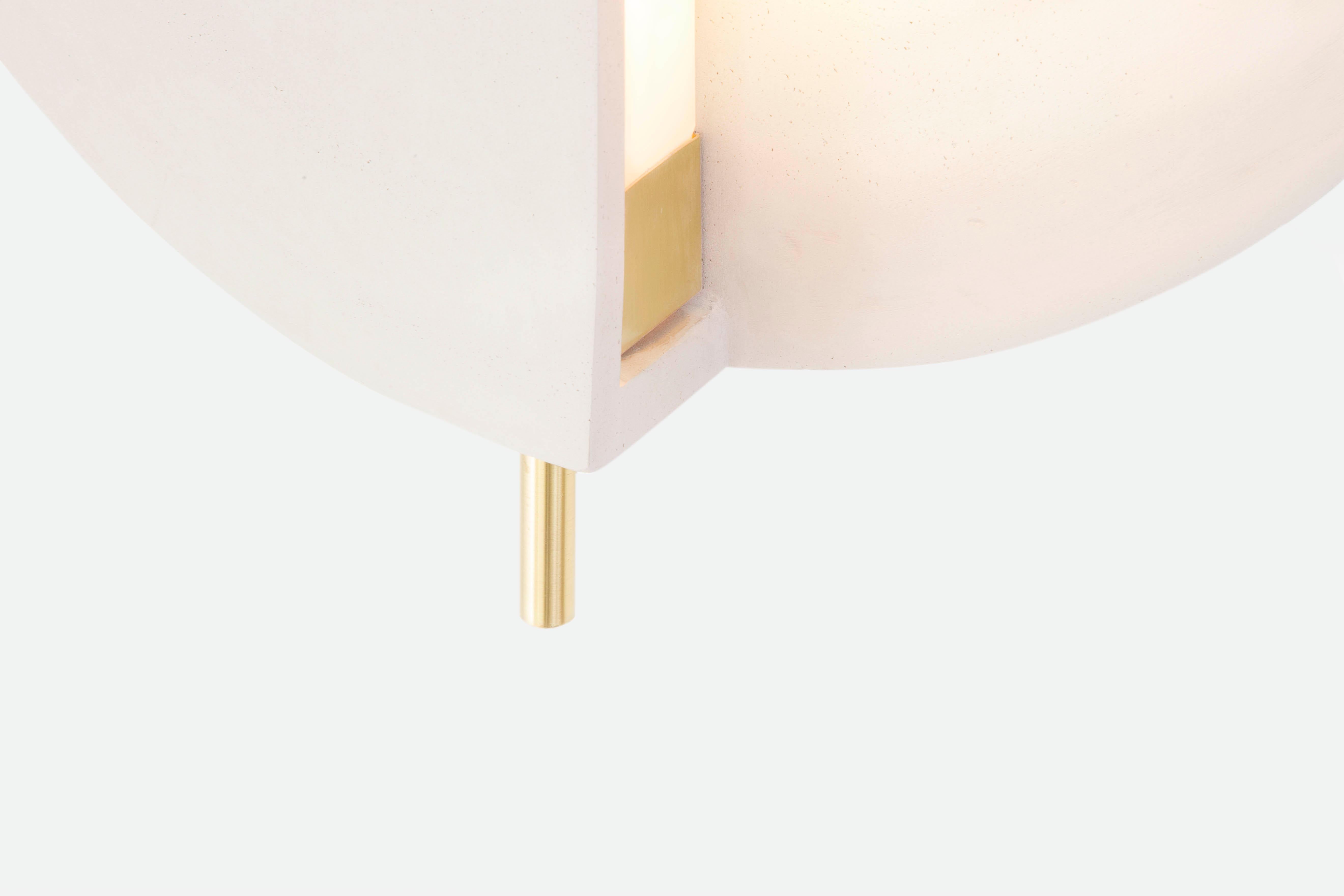 Handmade Minimalist Geometric Sconce, Natural Grey Ceramic and Brass, Brazil In New Condition In Sao Paulo, SP