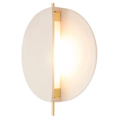 Handmade Minimalist Round wall light, Natural, Raw, Ceramic and Brass, Brazil