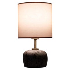 Handmade Minimalist Linen Shade Boho Decor Ceramic Table Lamp by Maku Ceramic