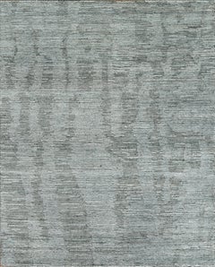 Handmade Minimalist Striated Wool Rug in Soft Grey