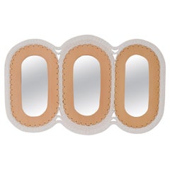 Handmade Mirror #801, Ceramic with Woven Cotton Surround, Custom Options