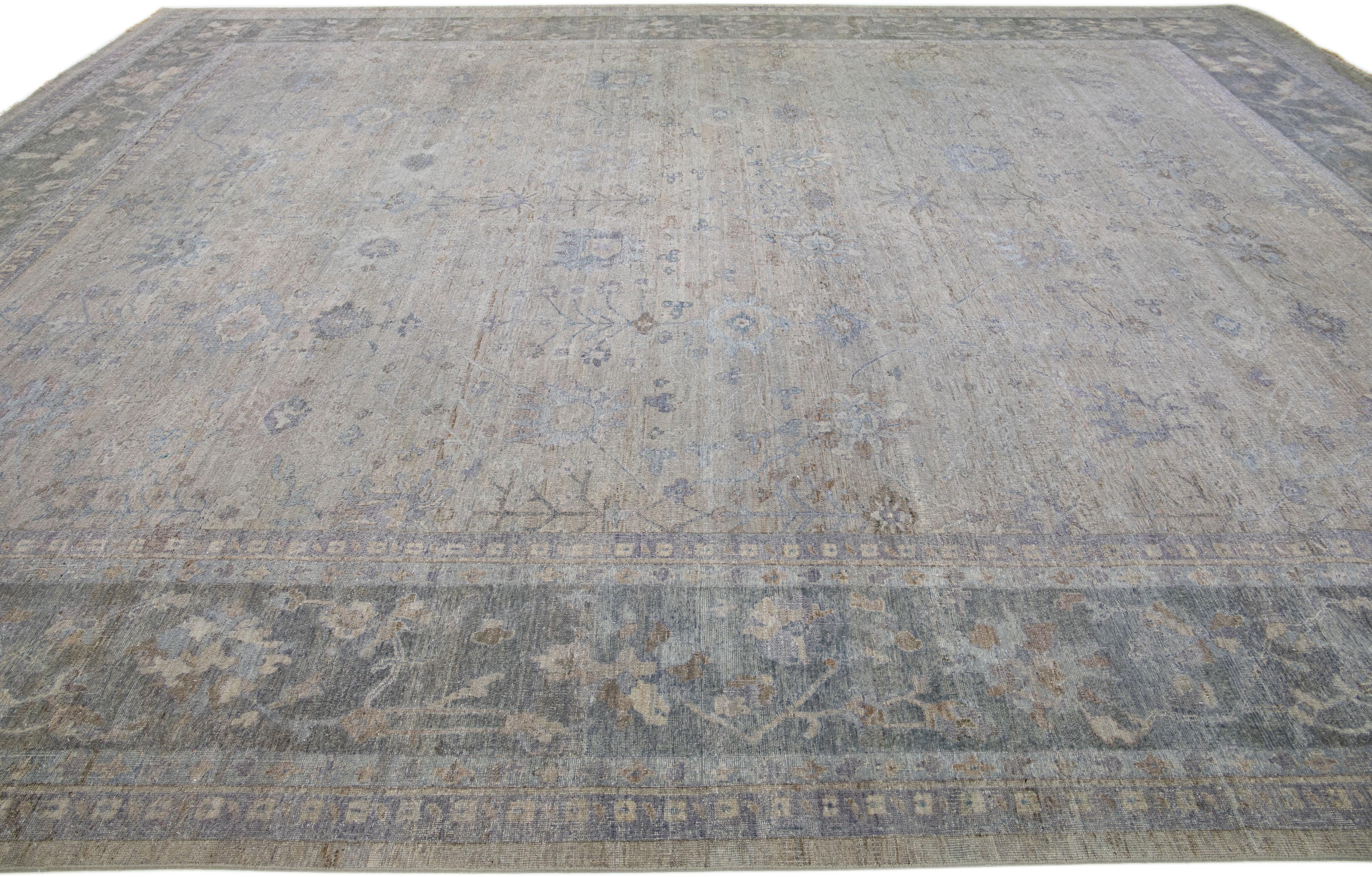 Handmade Modern Artisan Collection Indian Wool Rug In Light Gray By Apadana In New Condition For Sale In Norwalk, CT