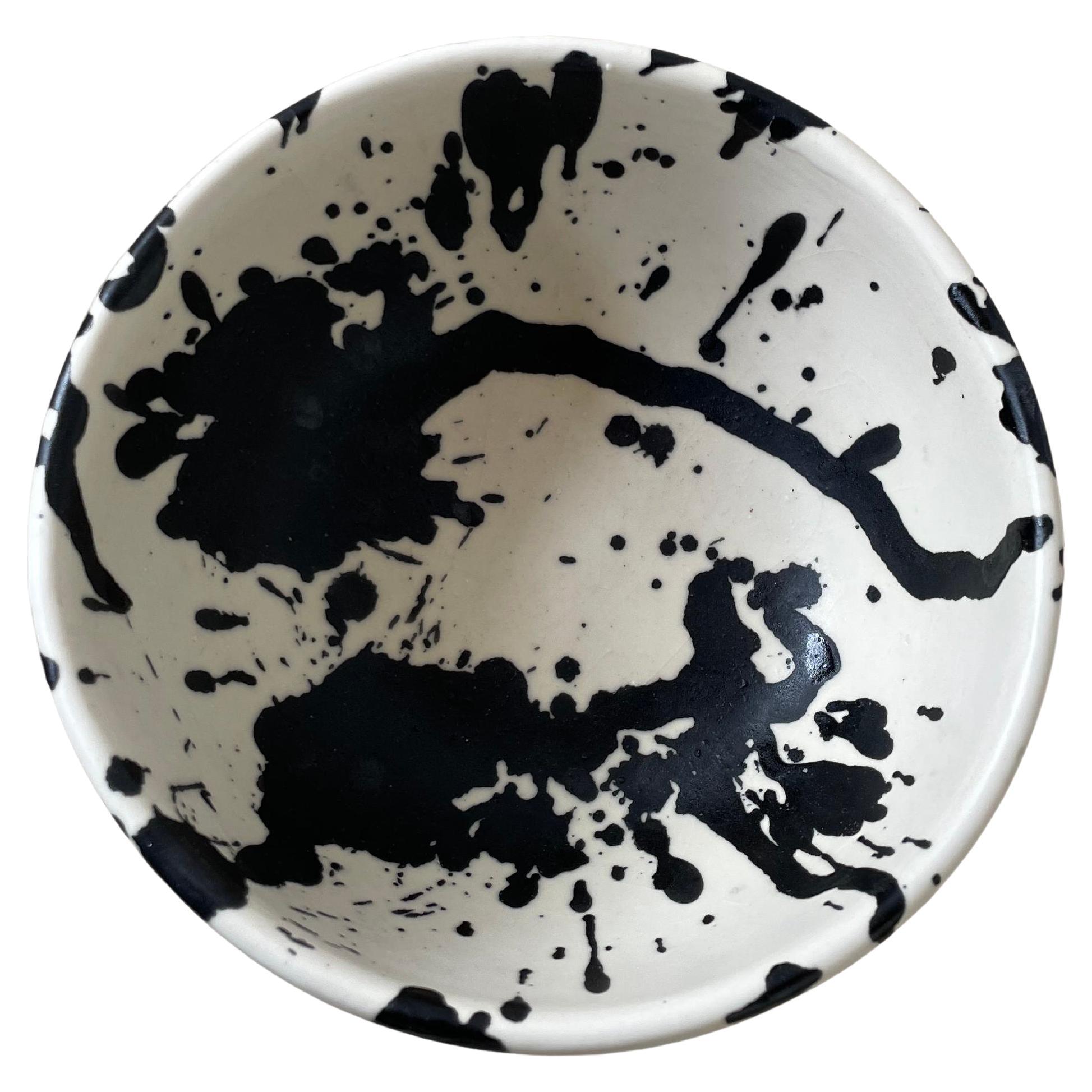 Handmade Modern Matte Black and White Ceramic Breakfast Cereal Soup Bowl