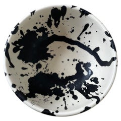Rock Handmade Pottery Cereal/Soup Bowls - Set of 2 - Black & White Splatterware