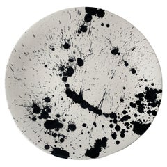 Handmade Rock Ceramic Dinner Plates - Set of 2 - Black & White Splatterware