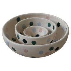 Handmade Modern Colorful Dotted Cookie Chips Ceramic Salad Serving Bowl 