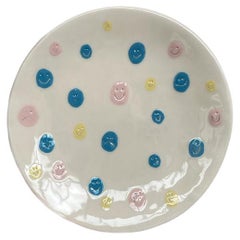 Handmade Modern Colourful Smiley Ceramic How U Feelin Dinner Plate