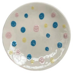 Handmade Modern Colorful Smiley Ceramic How U Feelin Dinner Plate