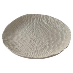 Handmade Modern Hand-Carved White Large Ceramic Habana Serving Platter Dish