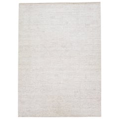Tappeto di lana in stile marocchino fatto a mano, moderno e avorio, con motivo minimalista di Apadana