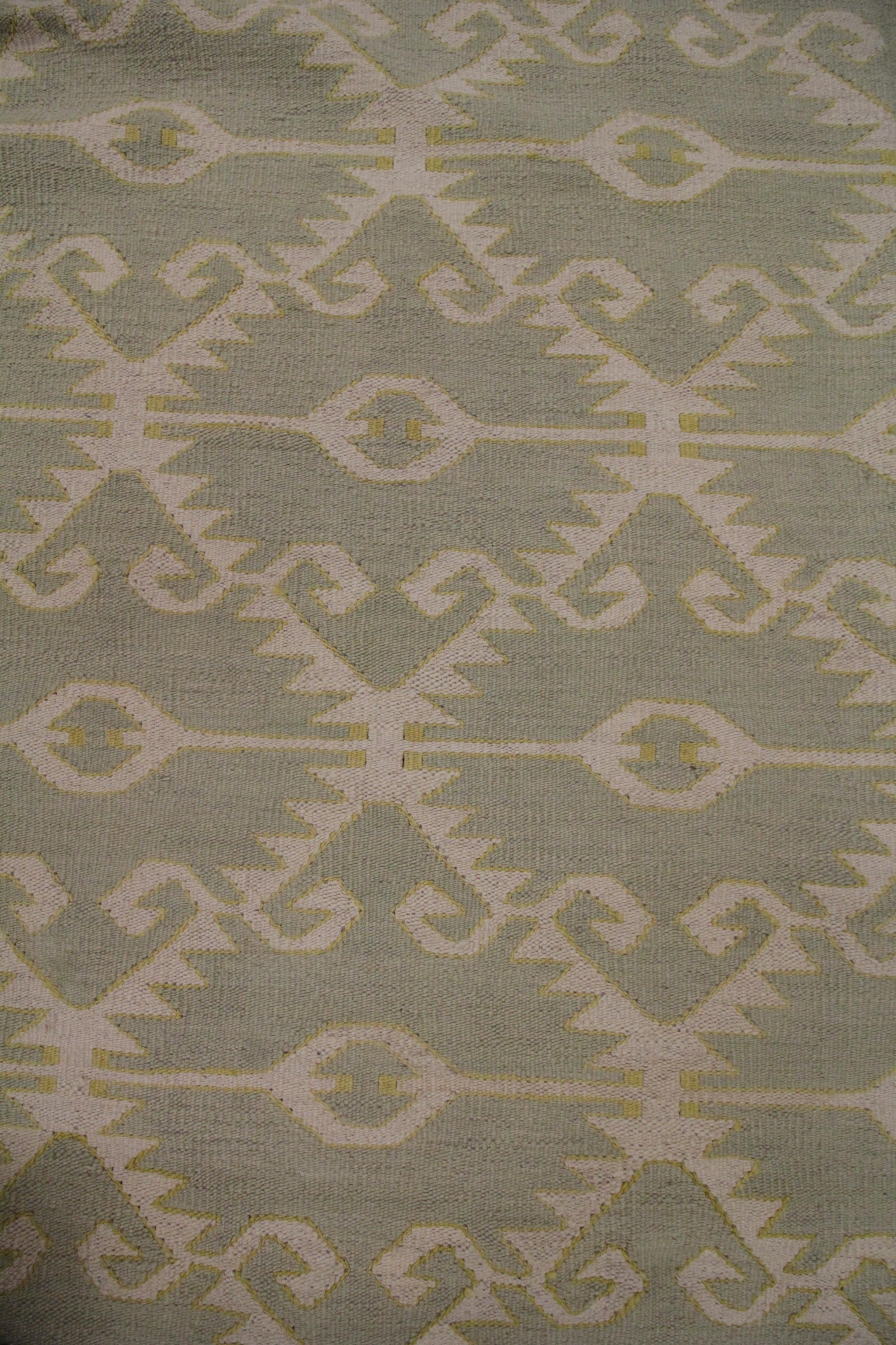 Contemporary Handmade Modern Kilim Flat Rug Scandinavian Geometric Wool Area Rug