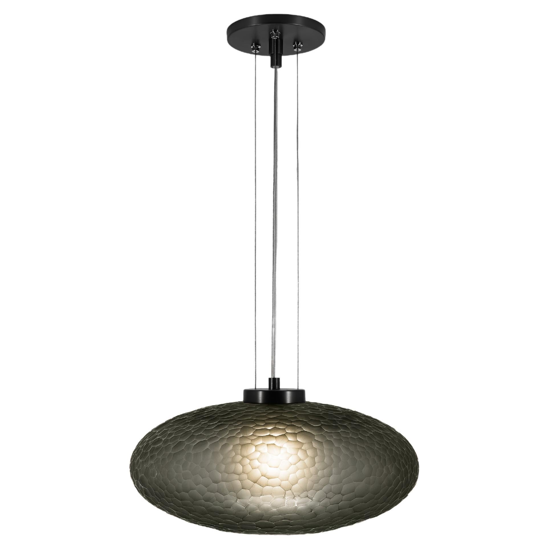 Handmade Modern Lennox Smoke and Black Nickel Pendant Light For Sale