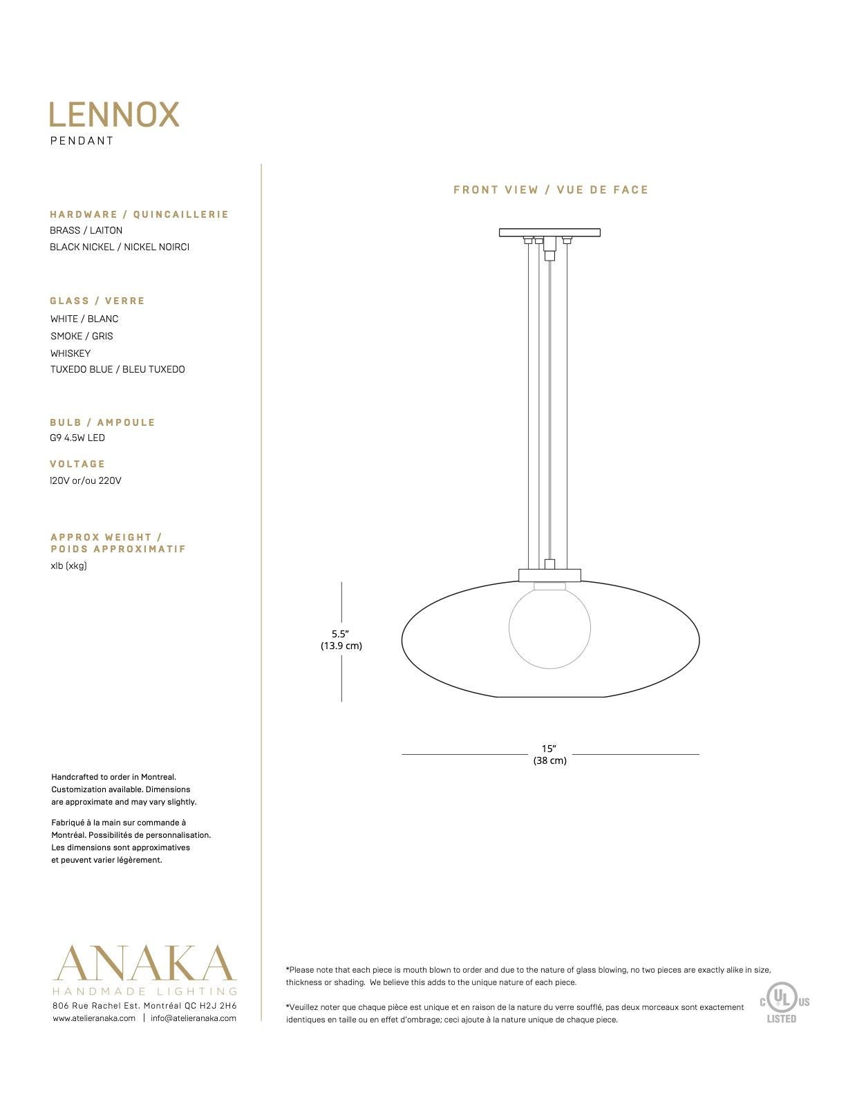 Handmade Modern Lennox White and Brass Pendant Light For Sale 1