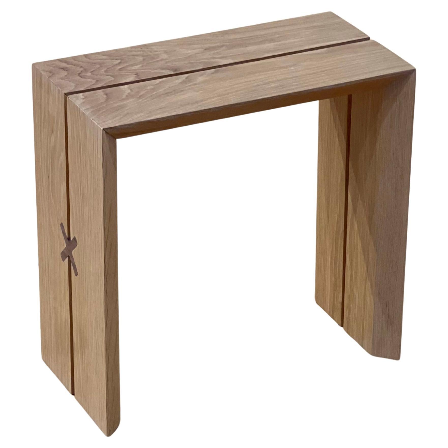 Handmade Modern Minimal Cut Stool White Oak