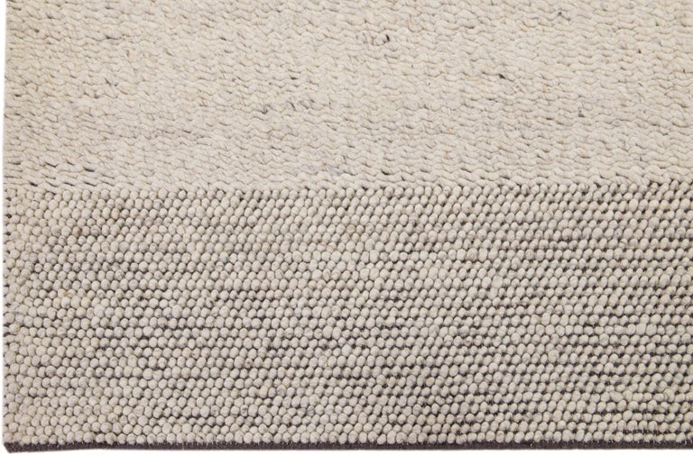 Handmade Modern Minimalist Texture Style Wool Rug with Beige Color ...
