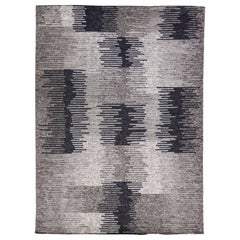 Tapis en laine abstraite de style marocain moderne fait à la main en gris