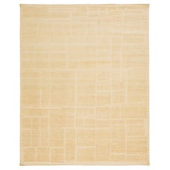 Handgefertigter moderner Wollteppich im marokkanischen Stil in Beige – Hellbraun von Apadana