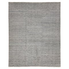 Tapis de style marocain moderne fait à la main avec motif géométrique en gris clair