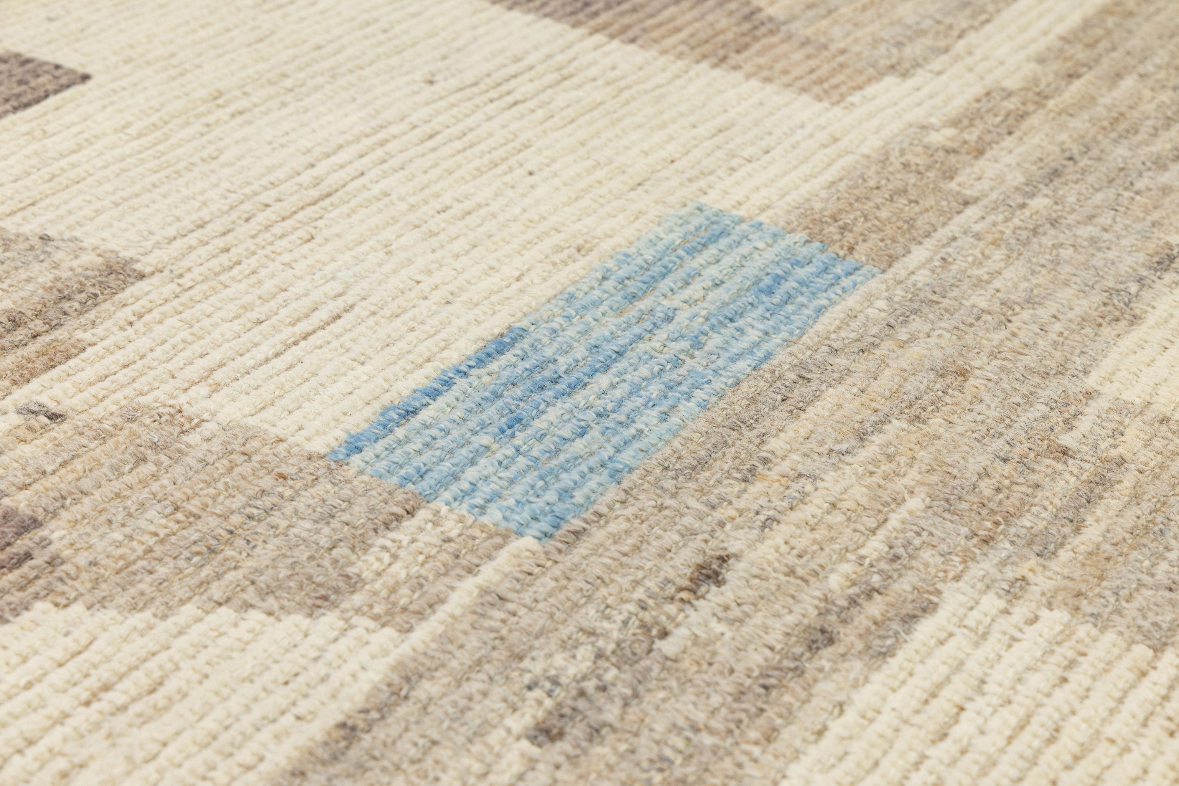 Tapis marocain moderne en laine, fait à la main, avec des tons de terre abstraits en vente 2