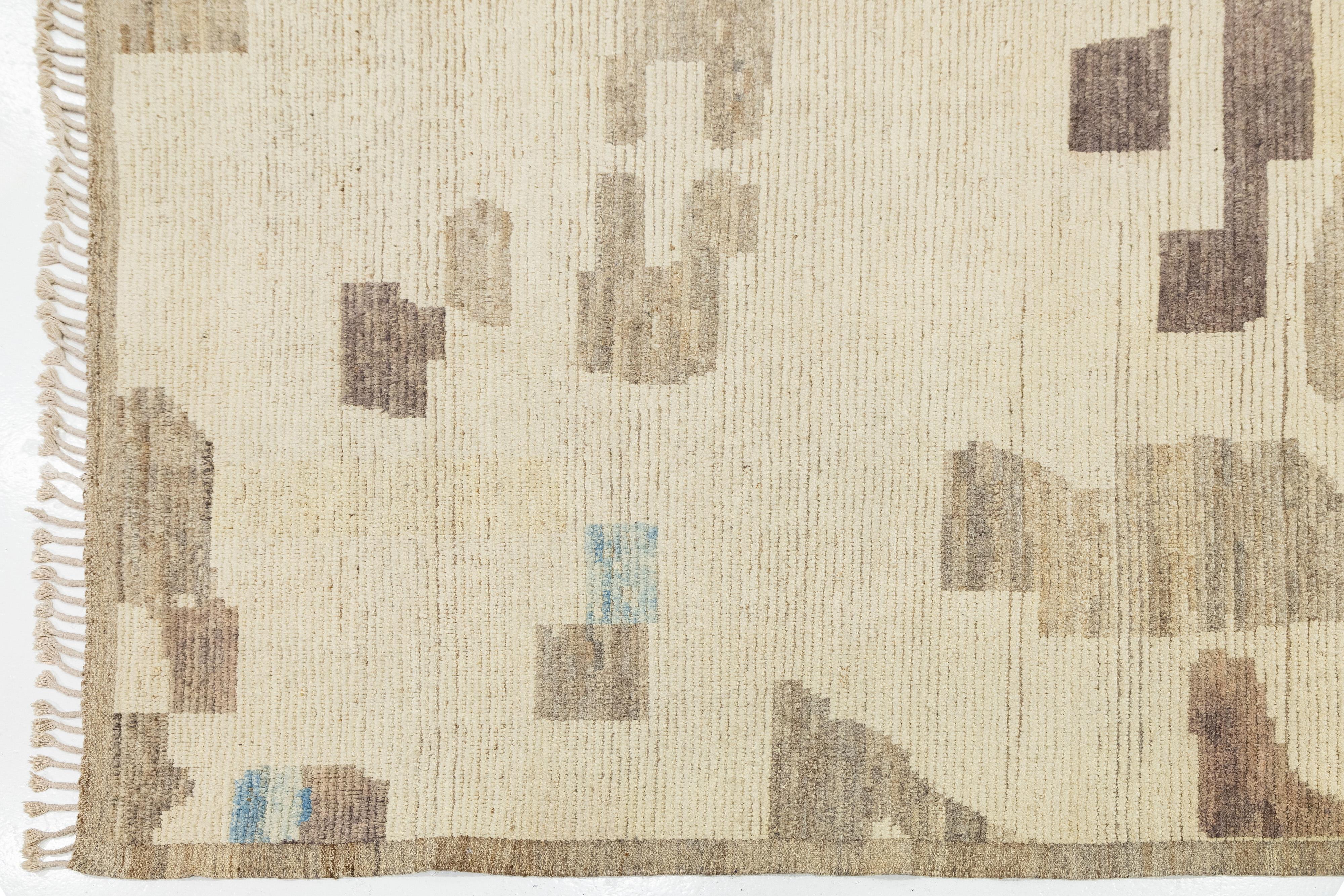 Tapis marocain moderne en laine, fait à la main, avec des tons de terre abstraits Neuf - En vente à Norwalk, CT