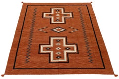 Handgefertigter moderner Wollteppich im Navajo-Stil - Terrakotta & Erdtöne - 9x11