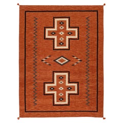 Handgefertigter moderner Wollteppich im Navajo-Stil - Terrakotta & Erdtöne - 9x11