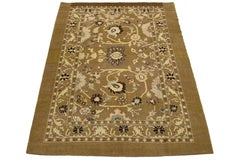 Handmade Modern Revival Light Brown Wool Rug With Allover Design