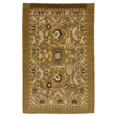 Handmade Modern Revival Light Brown Wool Rug With Allover Design