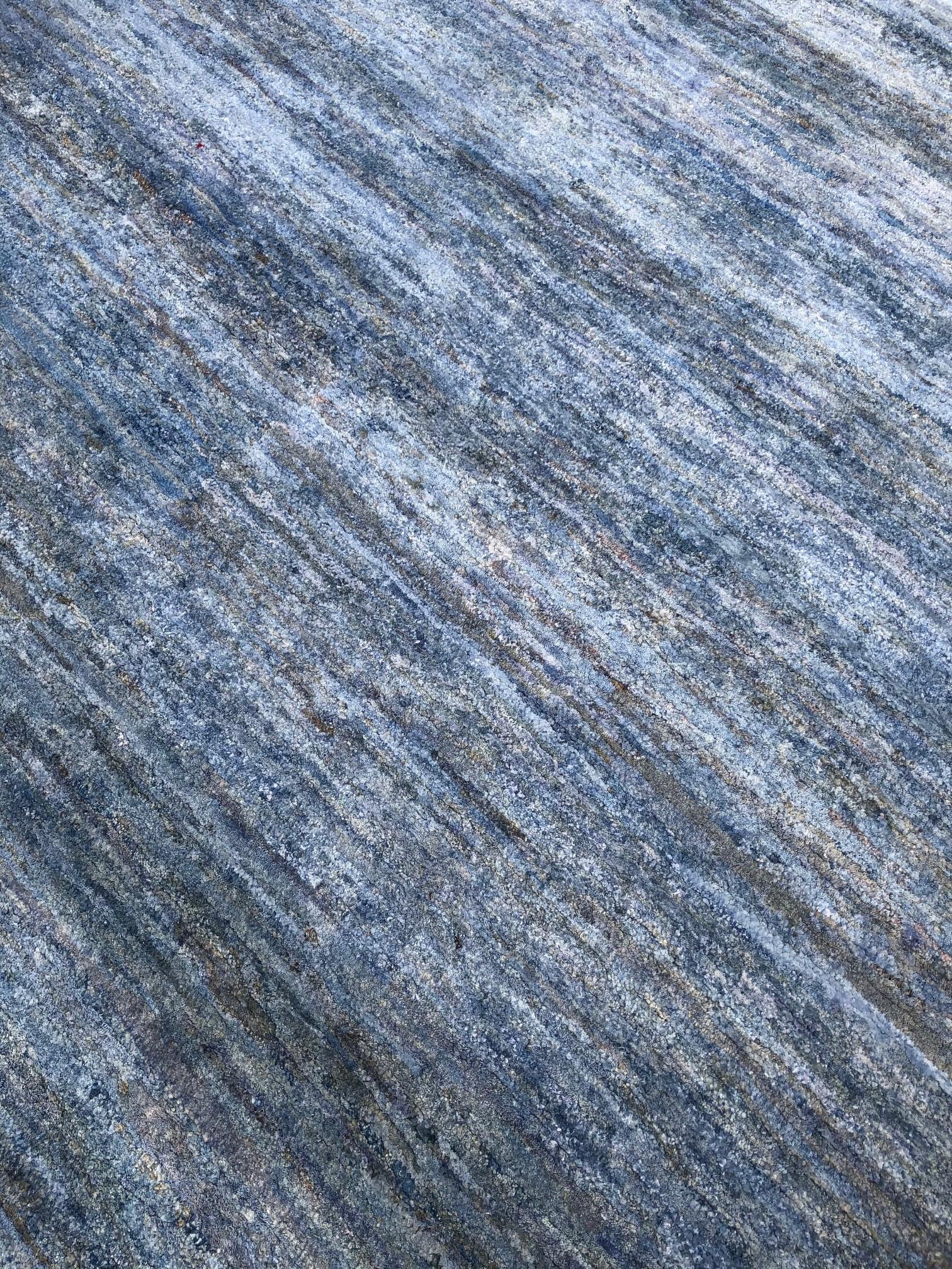 Hand-Knotted Rug & Kilim's Handmade Modern Rug Blue and Gray Plain