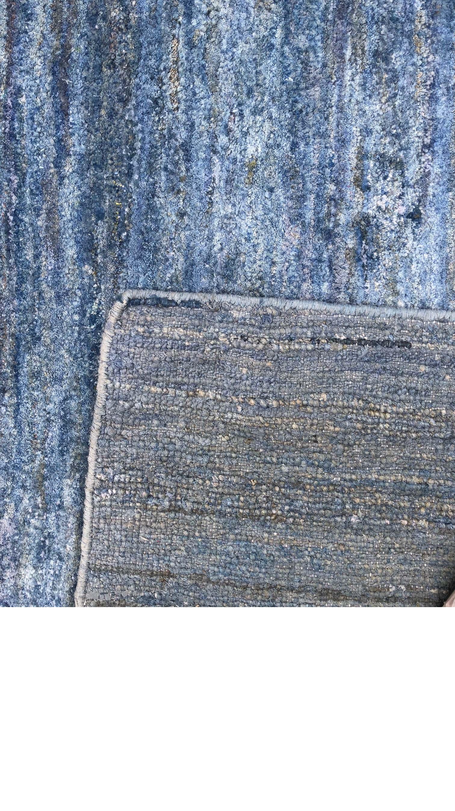 Rug & Kilim's Handmade Modern Rug Blue and Gray Plain In New Condition In Long Island City, NY