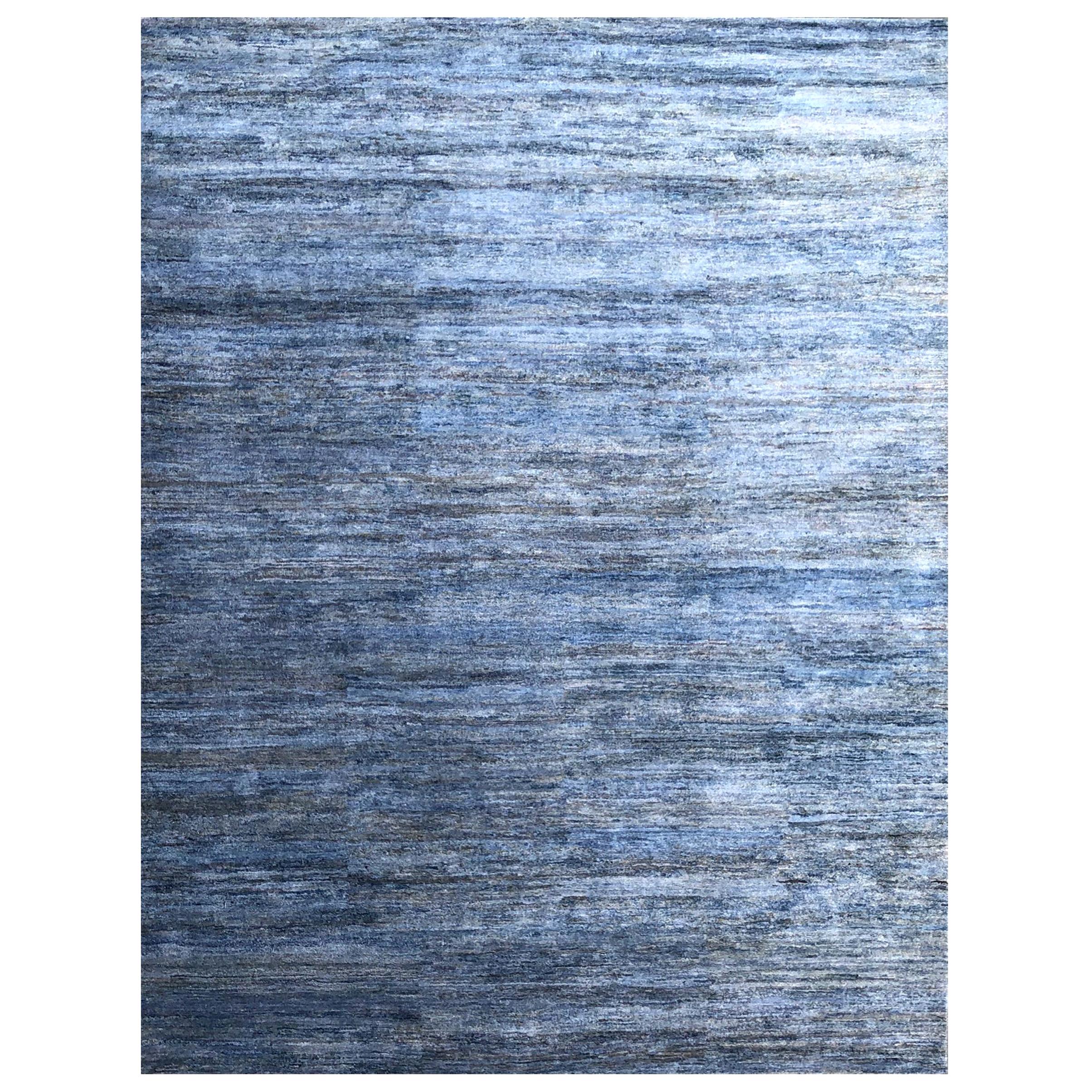 Rug & Kilim's Handmade Modern Rug Blue and Gray Plain
