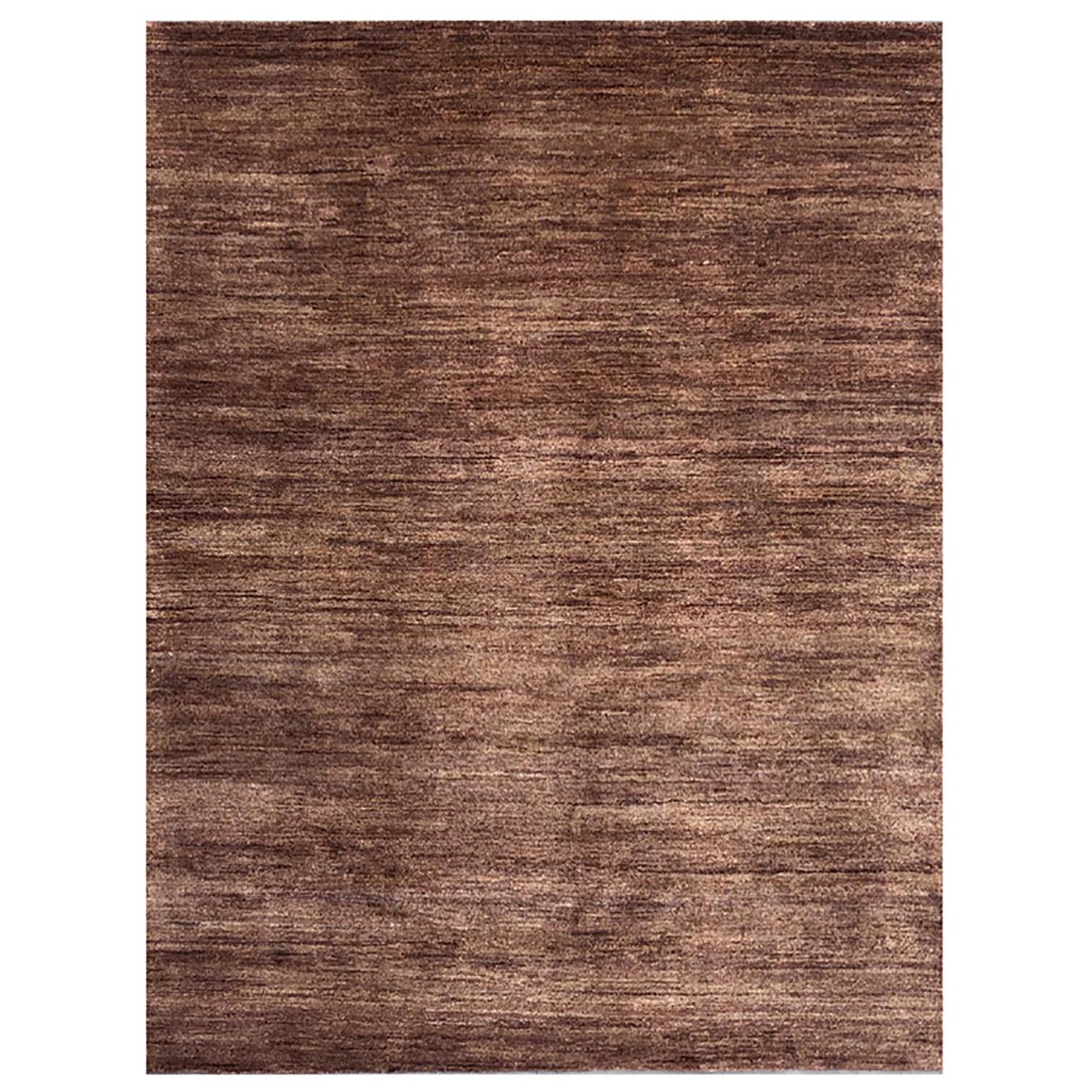 Rug and Kilim's Handmade Modern Rug Brown and Cream/White Plain For