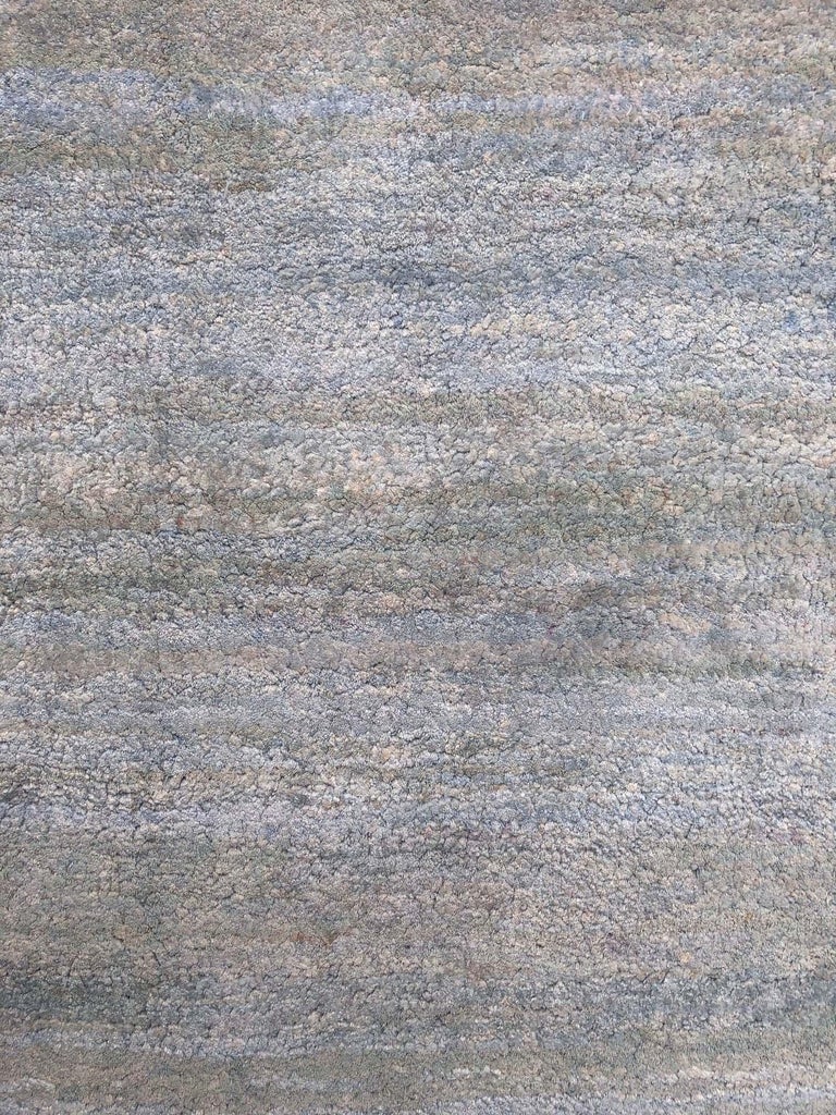 Hand-Knotted Rug & Kilim's Handmade Modern Rug Brown, Gray and Blue Plain For Sale