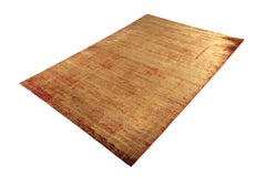 Handmade Modern Rug Gold and Red Abrashed Striped Pattern by Rug & Kilim