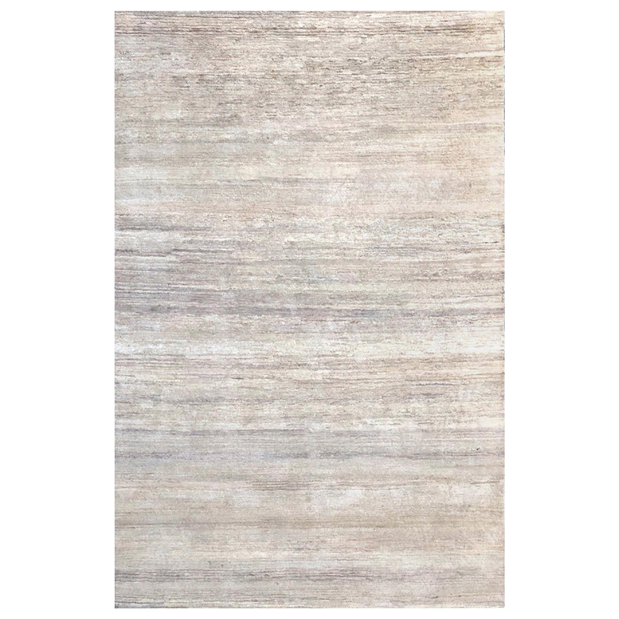 Rug and Kilim’s Modern BeigeGold and Gray Wool and Silk Rug For Sale