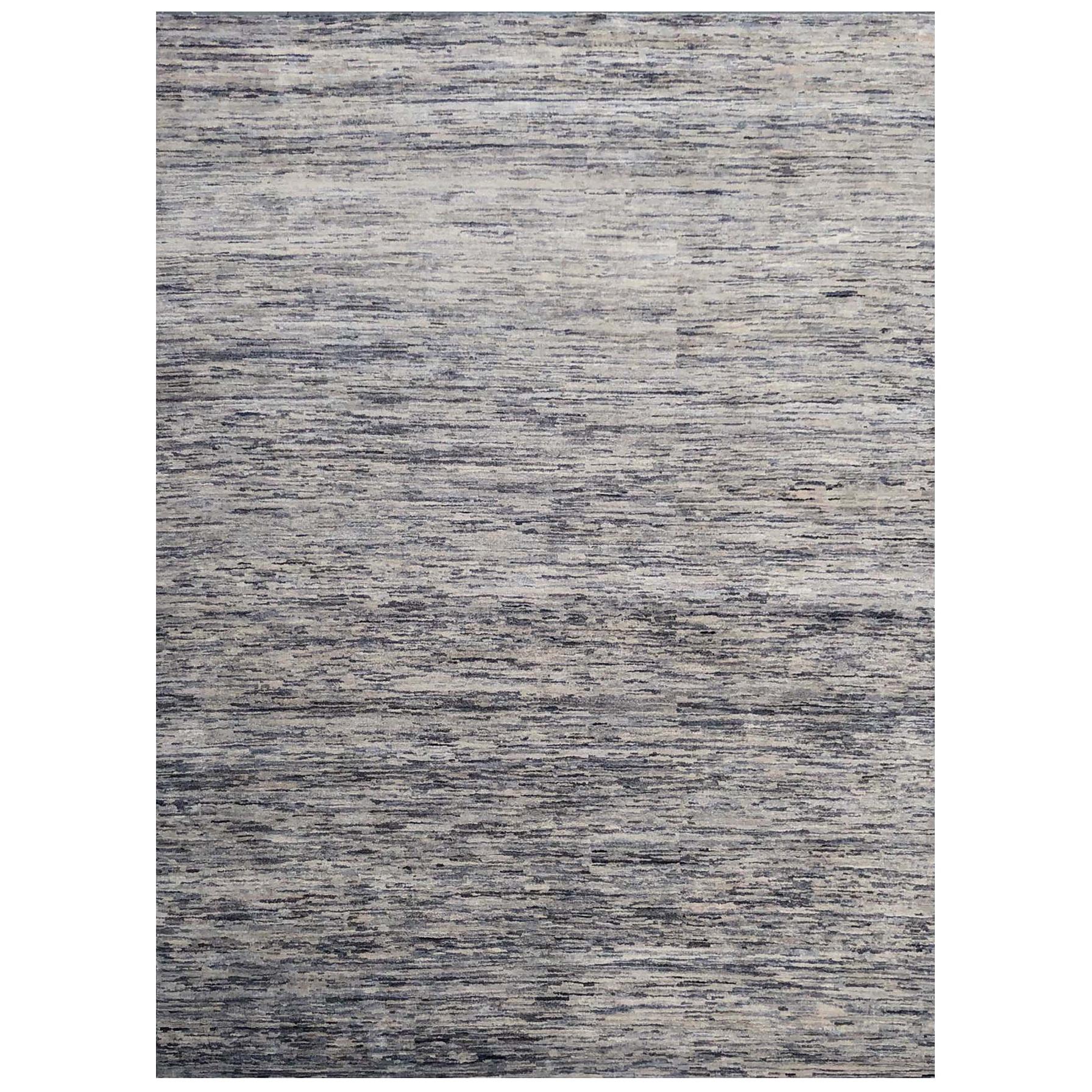 Rug and Kilim's Handmade Modern Rug Silver, Gray and Blue Plain Mix For ...