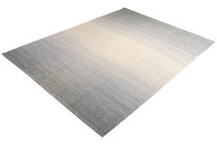 Handmade Modern Rug in Silver-Gray and Blue Gradient Pattern by Rug & Kilim