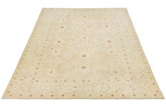 Handmade Modern Sultanabad Floral Wool Rug In Beige