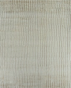 Handmade Modern Textured Wool Rug in Soft Camel with Linear Pattern