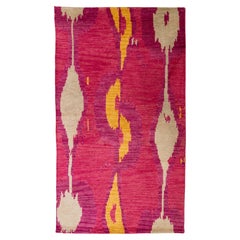 Handmade Modern Tibetan Wool Rug Abstract Design In Pink
