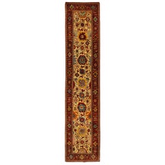 Runner in lana Oushak turco moderno fatto a mano con disegno floreale multicolore