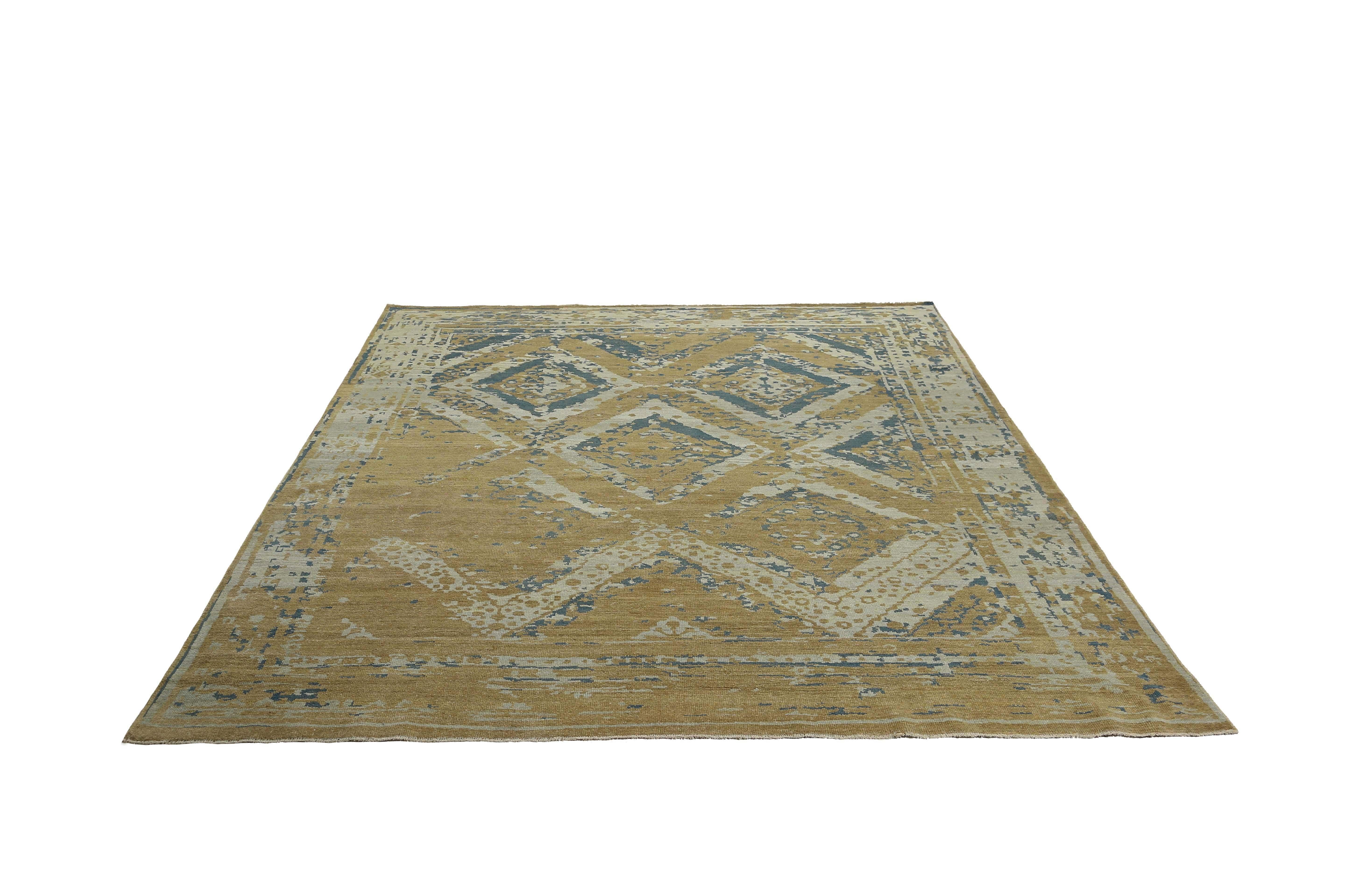 Afganistán Sultanabad Rugs Circa 1990 - Algodón Gris Marfil Amarillo - 95556 en Excelente estado para la venta en Dallas, TX