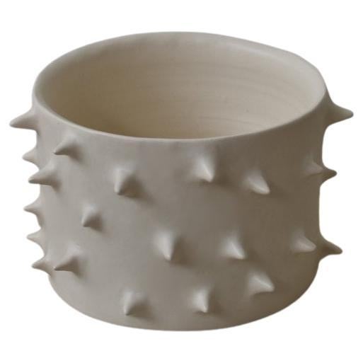 Spikes White Ceramic Handmade Plant Pot For Sale