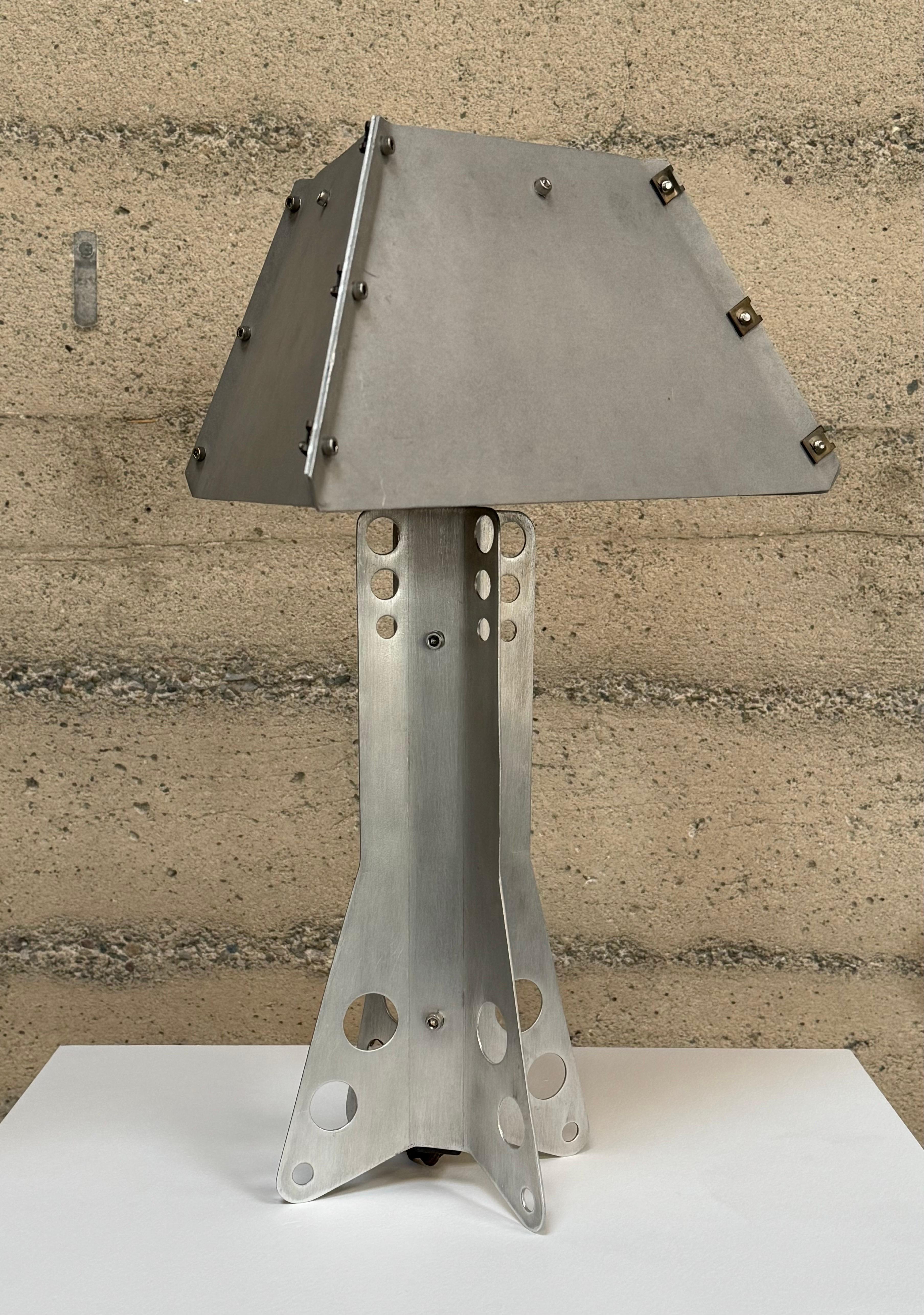 Handmade Modernist / Machine Age Aluminum Table Lamp For Sale 4