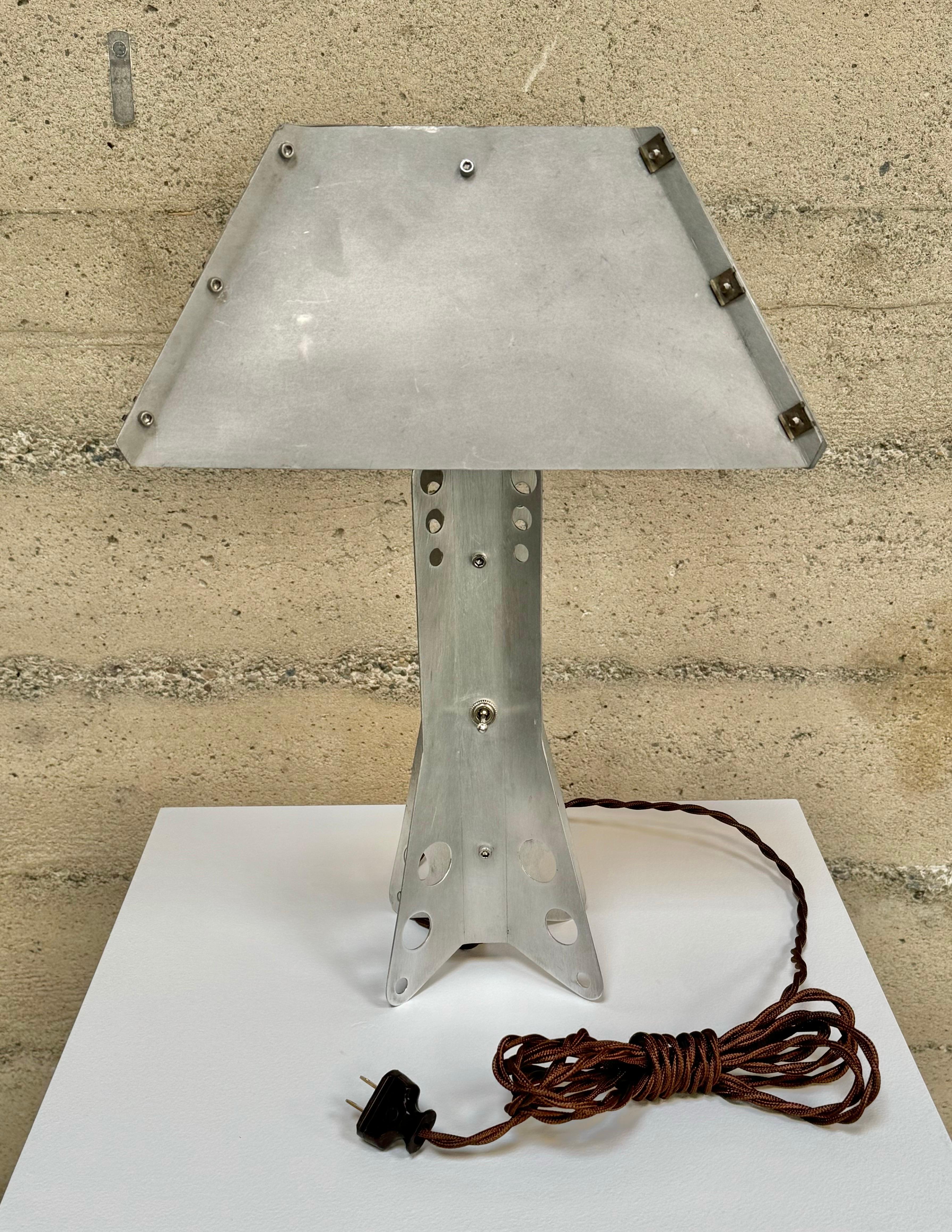 Handmade Modernist / Machine Age Aluminum Table Lamp For Sale 6