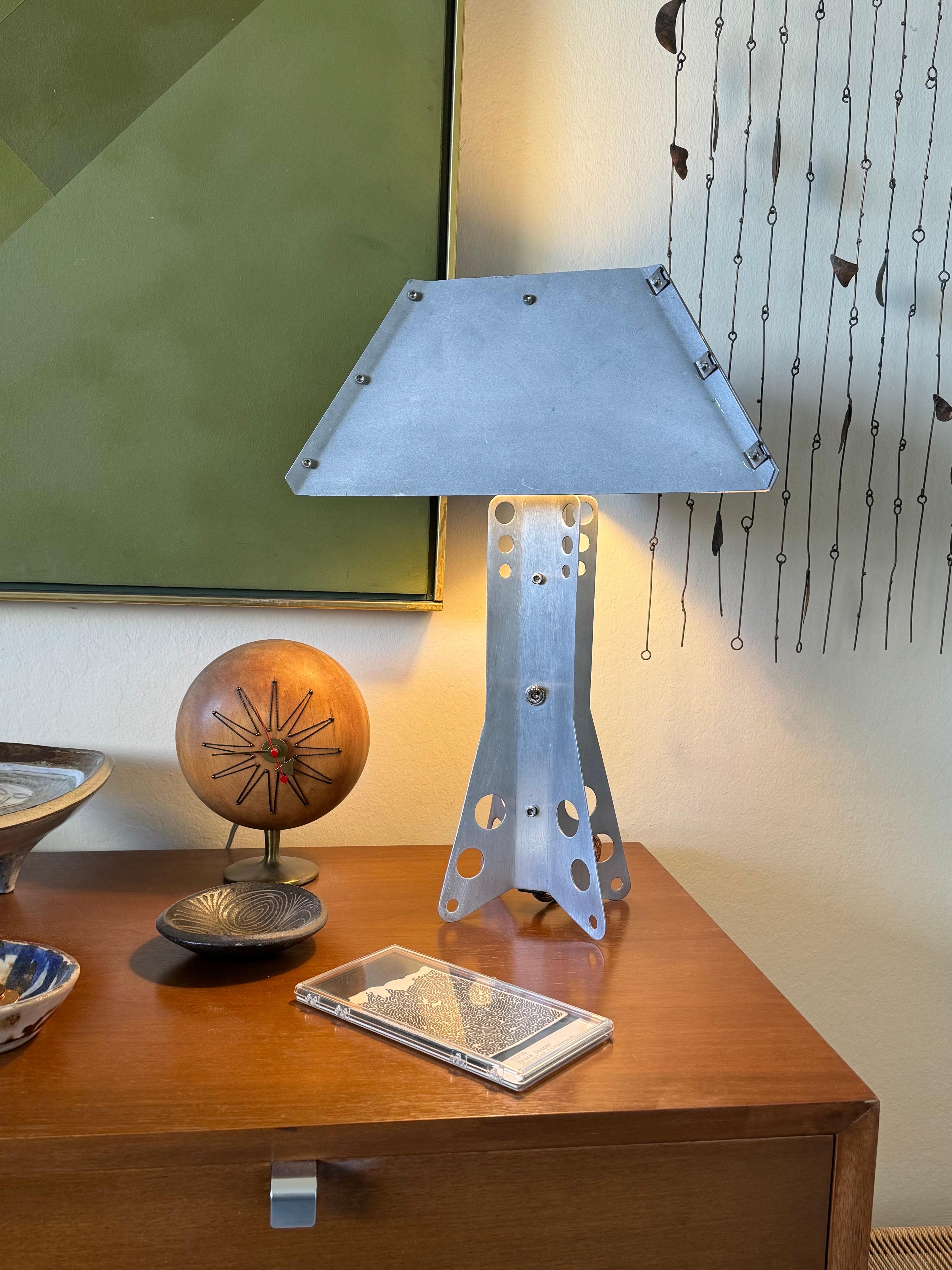 Handmade Modernist / Machine Age Aluminum Table Lamp For Sale 7