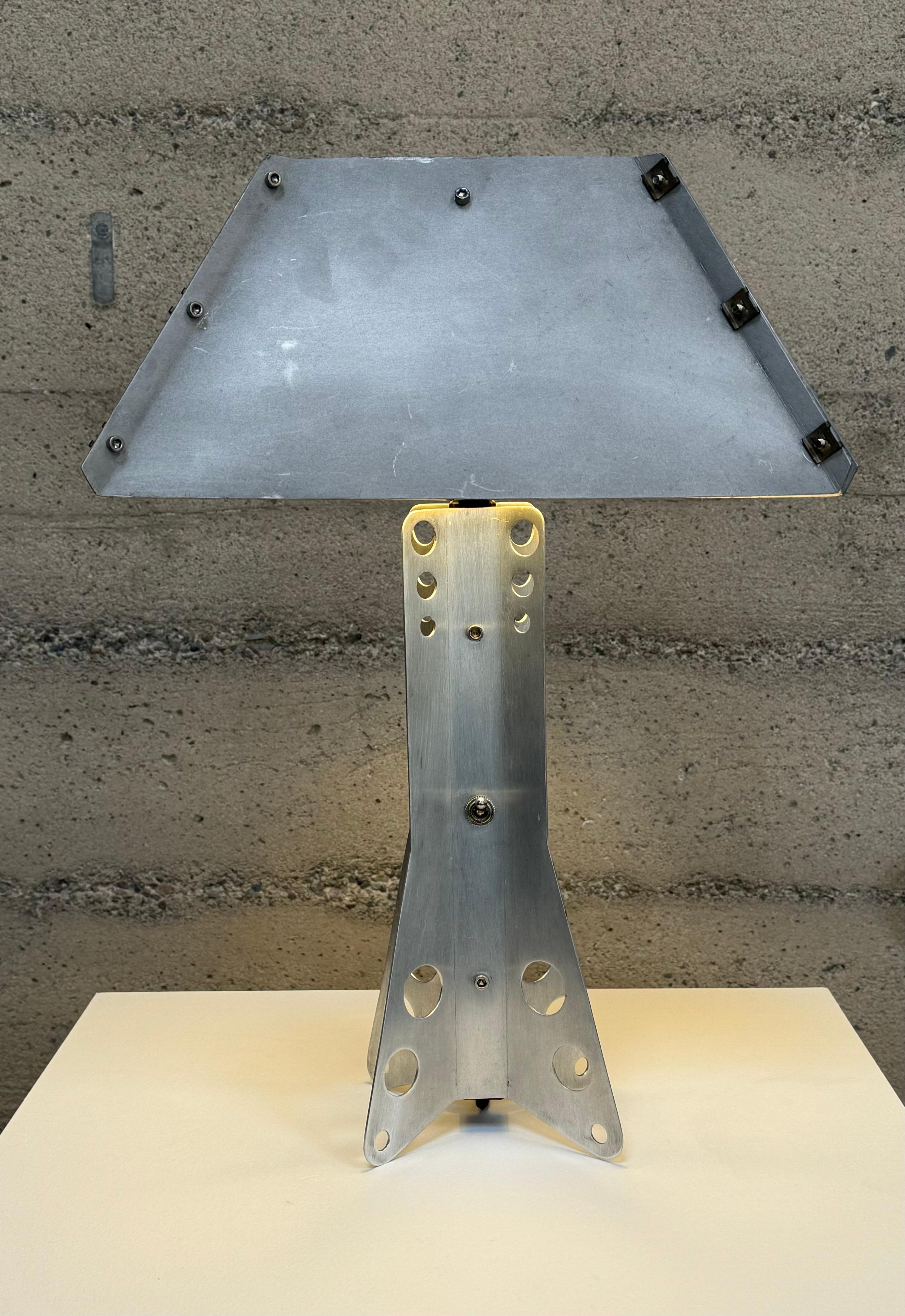 Handmade Modernist / Machine Age Aluminum Table Lamp For Sale 2