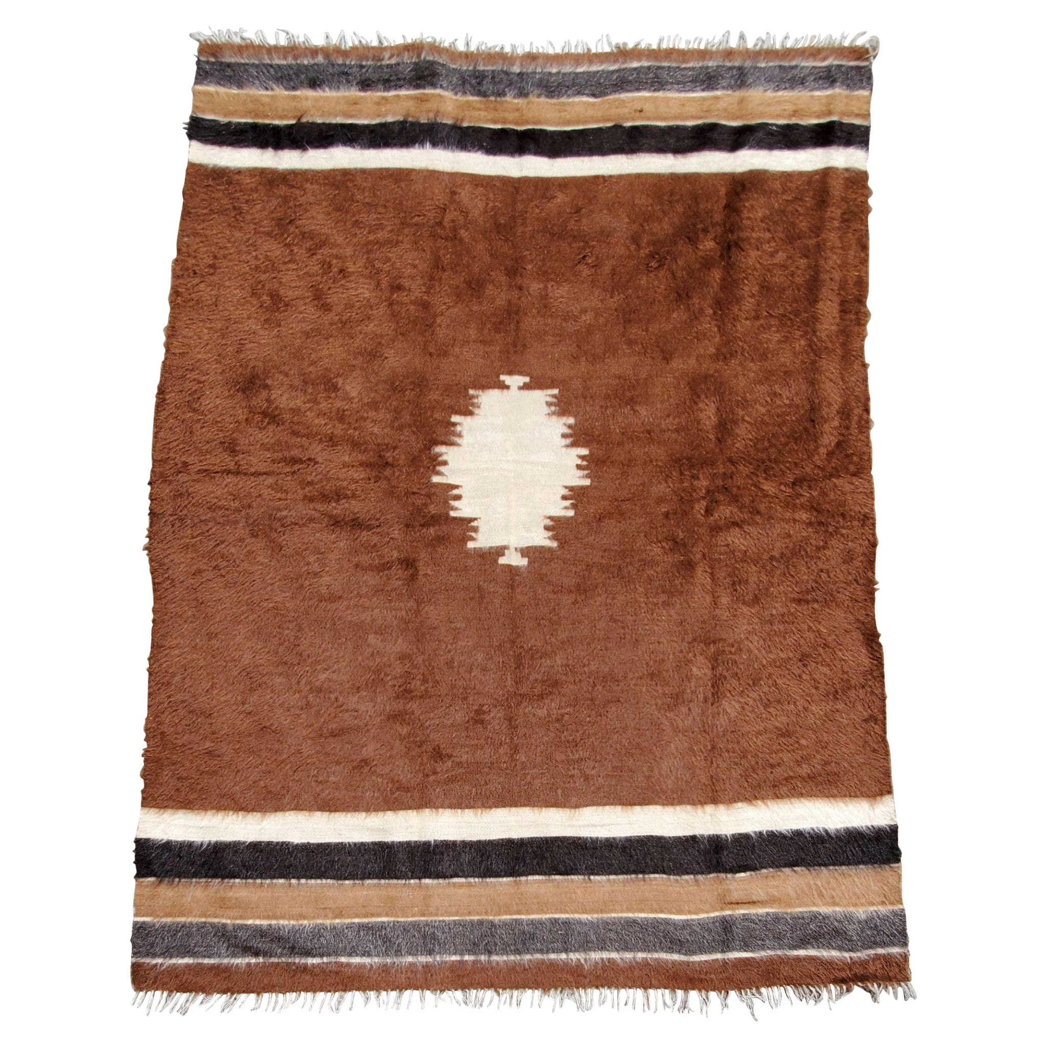 Handgefertigter Mohair-Mid-Century-Teppich